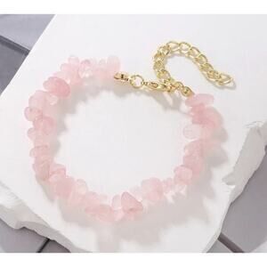 $40 Natural Stone Bracelet*Powder Crystal* Gold Plated* Adjustable